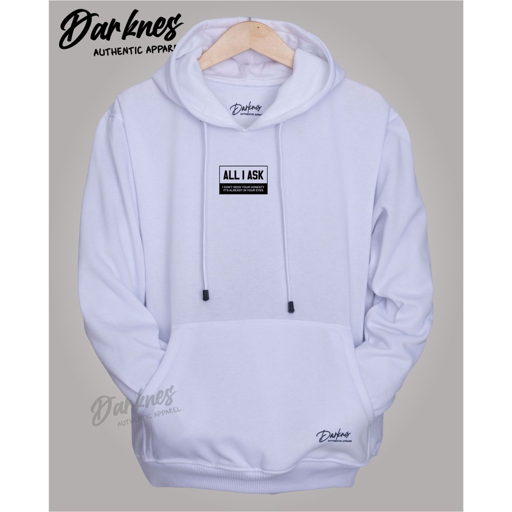 Sweater hoodie wanita terbaru 2022 warna putih ALL I ASK Drakness original keren sweater hoodie dewasa laki laki sweater hoodie pria ori jepang M  L XL XXL