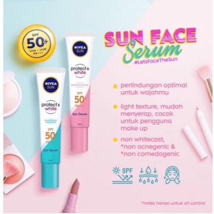 ☘️Yuri Kosmetik☘️ Nivea Sun Face Serum Spf 50/PA++++ / Sunscreen oil control
