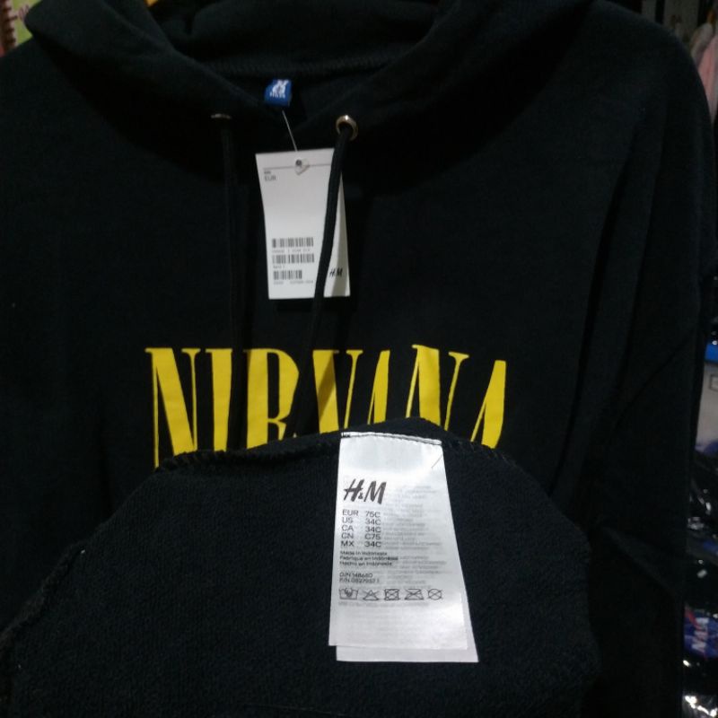 Hoodie Hnm Pria Wanita Nirvana Yellow Black H&amp;m Hitam Free Paper Bag