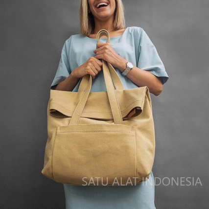 SATU ALAT Tote Bag LUNA 100% Canvas Premium Tebal Tas Kanvas