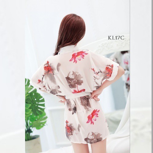 [PRODUK TERBATAS] LINGERIE KIMONO FLORAL PUTIH KL17C