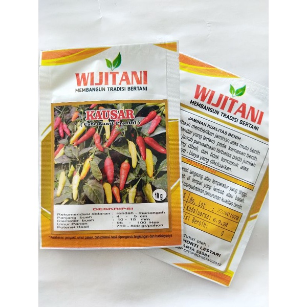 Benih cabe KAUSAR 10 gram, benih cabe rawit prentul tipe kaliber wijitani