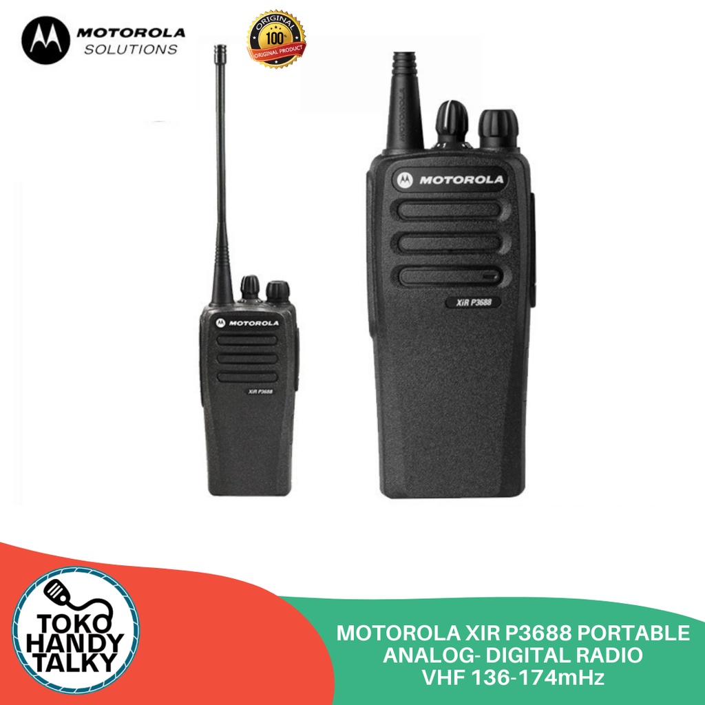 HANDY TALKY MOTOROLA XIR P3688 PORTABLE ANALOG- DIGITAL RADIO VHF 136-174mHz NEW GARANSI RESMI POSTEL