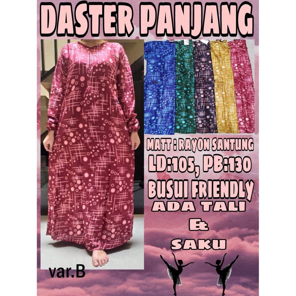 GAMIS RAYON DASTER PANJANG HOMEY DRESS TERLARIS / GAMIS MUSLIM SYARI MOTIF TERBARU BAHAN ADEM