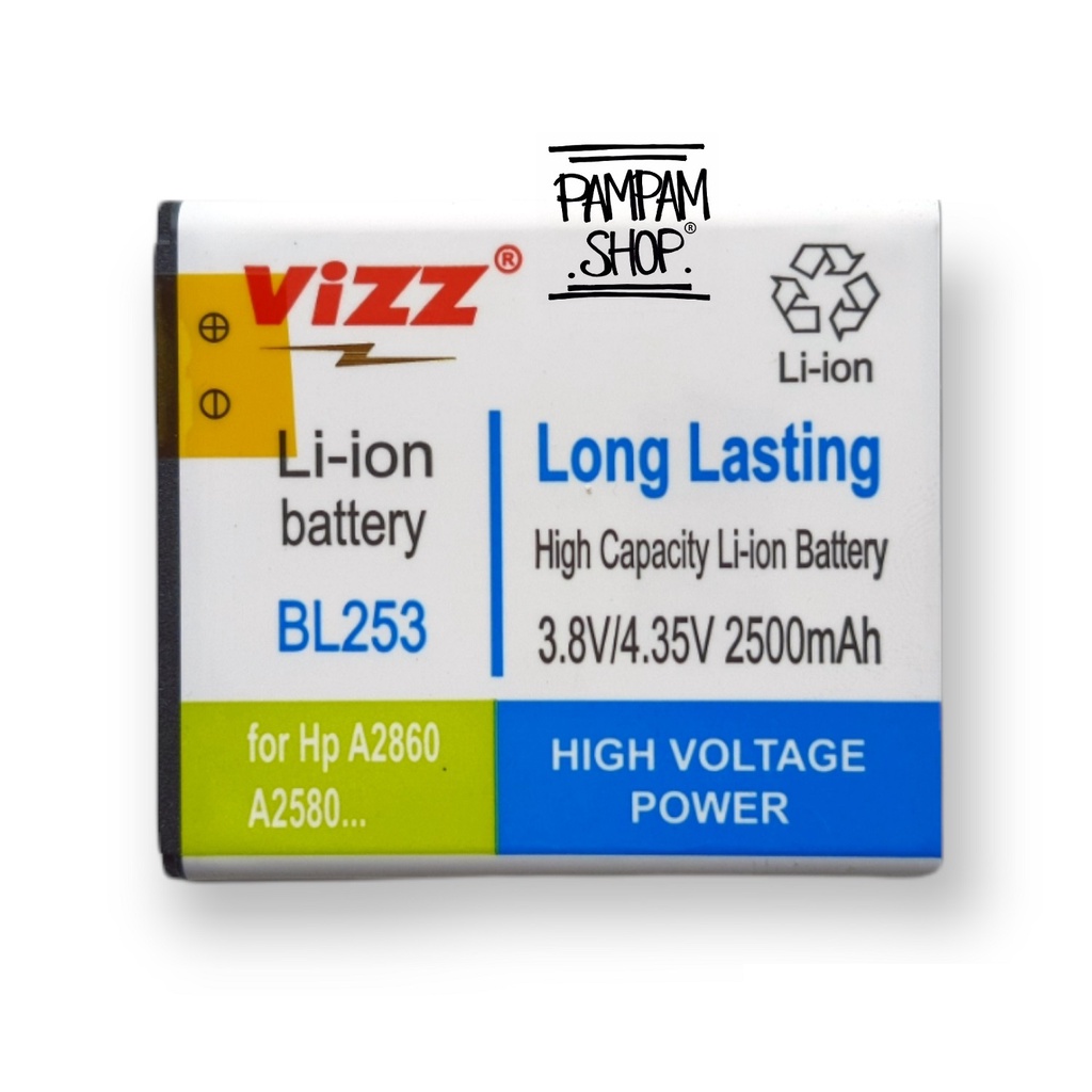 Baterai Vizz Double Power Original Lenovo BL253 A1000 A2010 A2580 A2860 Batre Batrai Battery BL 253