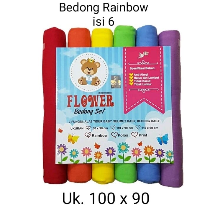 6 Pcs Kain Bedong Bayi Rainbow Pastel BABY LEON [BC-209 100x90 cm] Selimut Bayi Bedong Bayi Baru Lahir Termurah Lembut Halus Alas Tidur Bayi Kain Bedongan Bayi