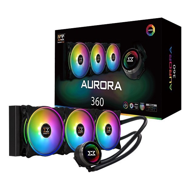 Xagatek Aurora 360 AIO CPU Liquid Cooler Fan 120mm Rainbow ARGB