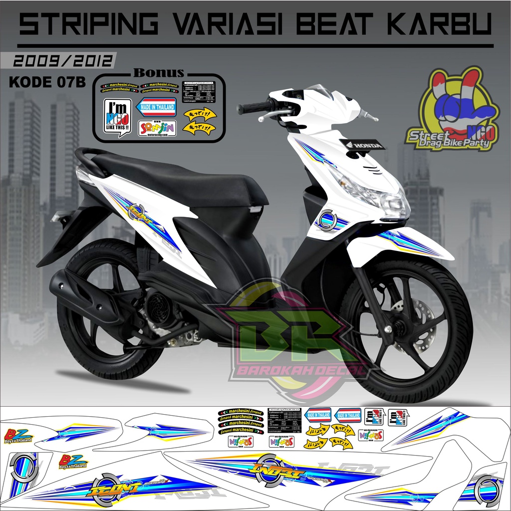 Striping Beat Karbu Stiker Lis Motor Beat Karbu kode 07