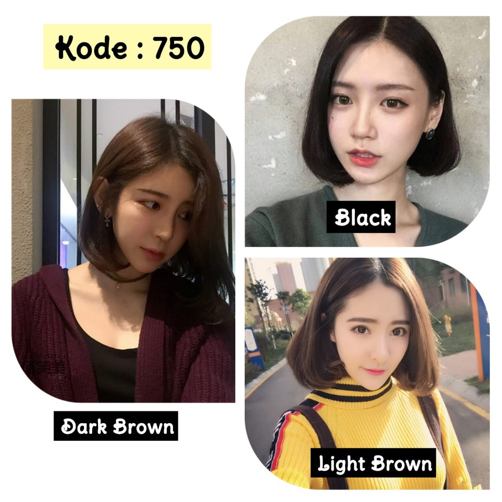 Wig 750 - Wig Wanita Pendek Belah Tengah Rambut Palsu Wanita Tebal Premium Wig Model Bob Impor