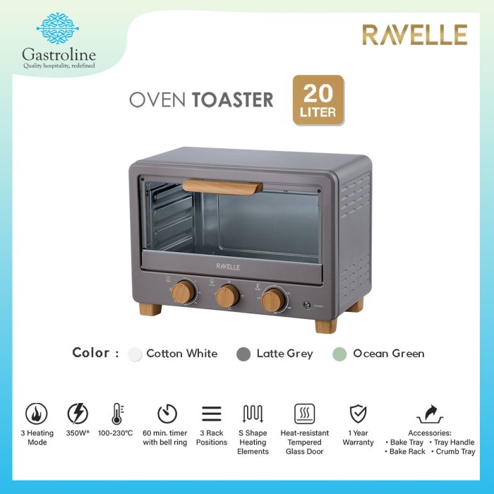 Ravelle Roasty Electric Oven Microwave Low Watt - Penghangat Makanan - Latte Grey