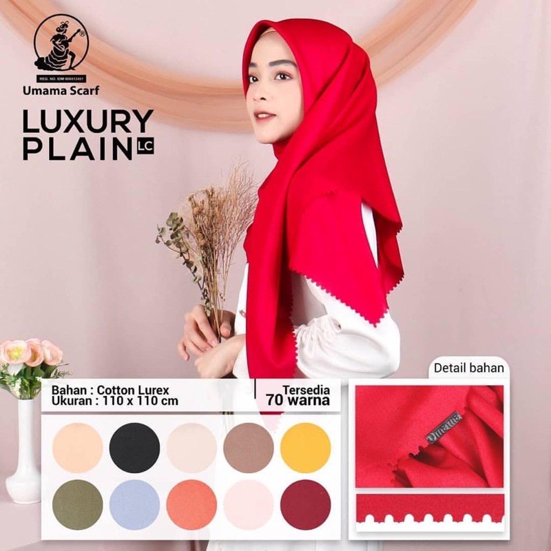 Jilbab Hijab Segiempat LUXURY PLAIN Umama Glitter Premium