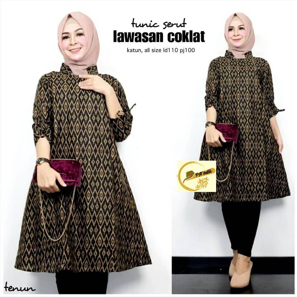 PROMO DISKON COD TUNIK BATIK WANITA MODERN TERBARU M L XL JUMBO ATASAN BATIK WANITA SERAGAM MURAH TERLARIS MOTIF COKLATAN BATIK SOLO BATIK PEKALONGAN TUNIK SERUT GENES JELITA TUNIC NAVBOR YELBOR WHITBOR CREAMBOR TUNIK SERAGAM KANTOR