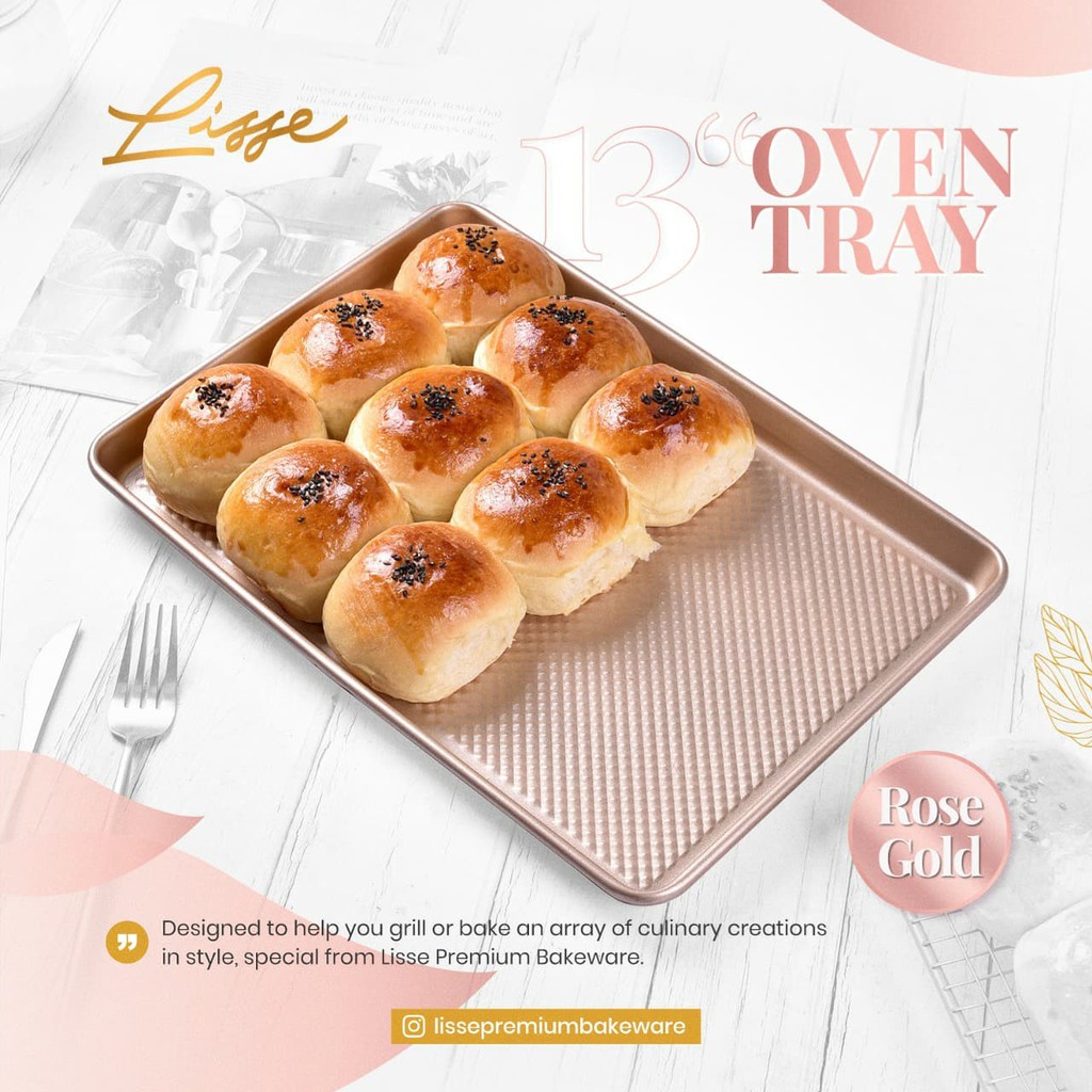 Loyang Cake Cookies Kue Oven Tray 13 Inch Warna Rose Gold Merk Lisse