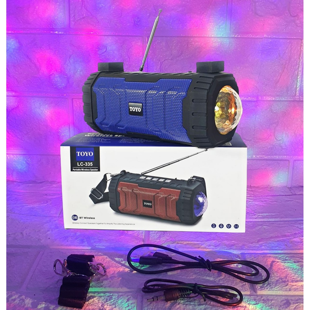 Speaker Bluetooth TOYO LED LC-335 Portable Speker Wireless LC335 Lampu Disco