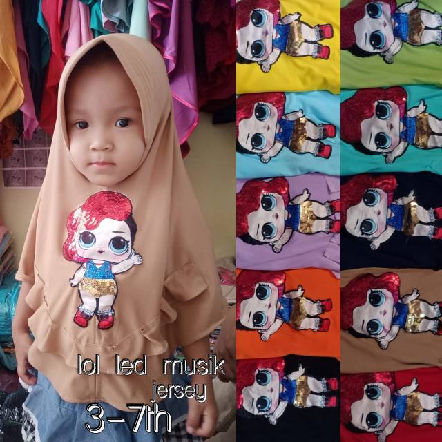 Jilbab / hijab / kerudung anak LOL led musik