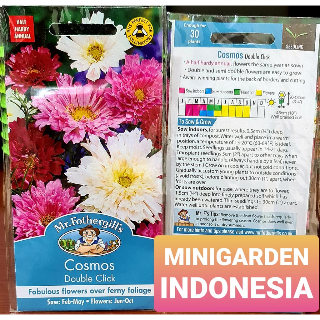 Benih Bunga Cosmos Double Click PACK 30 BIJI mr. fothergills benih tanaman