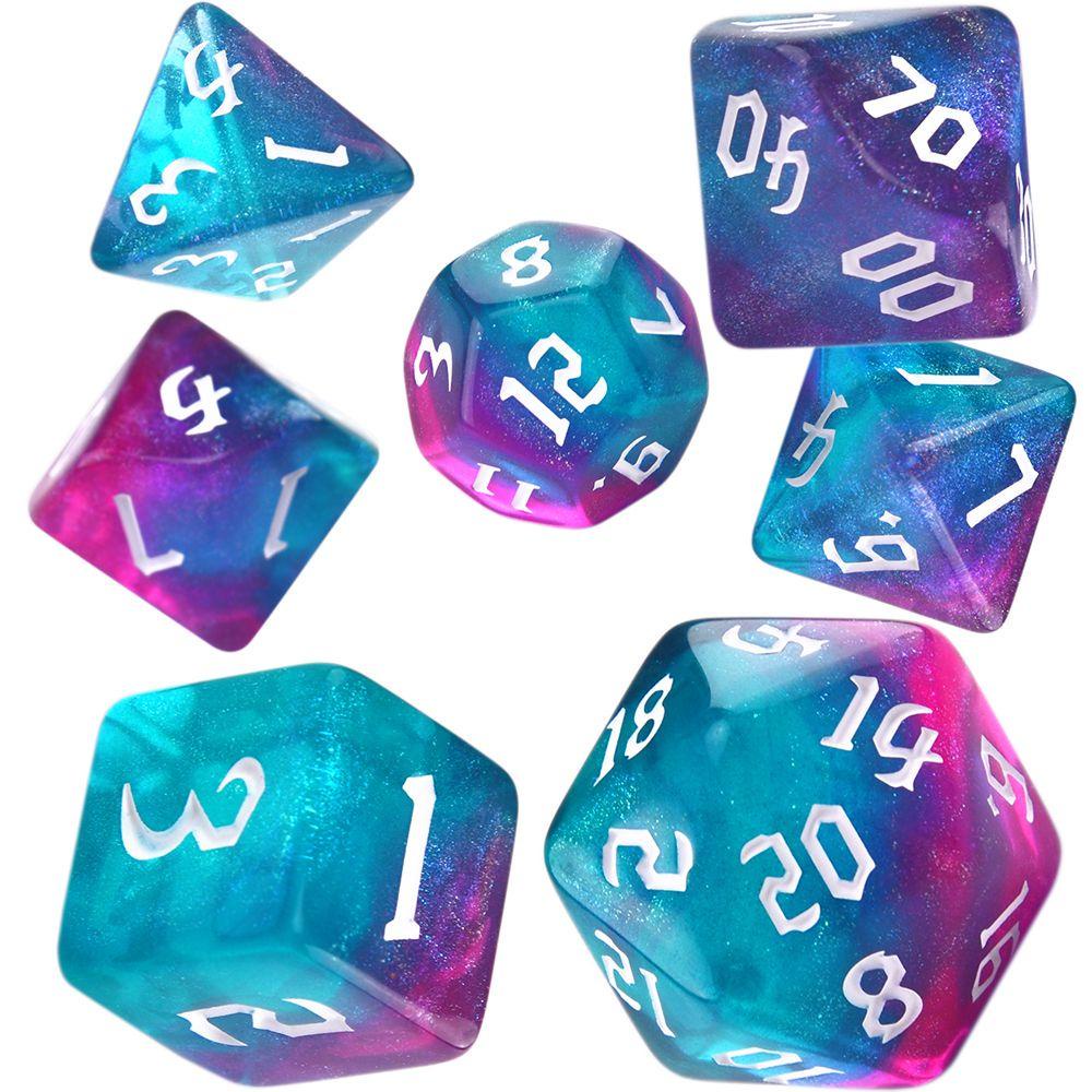 7pcs Dadu Polyhedral RPG Bahan Akrilik Multi Warna Untuk Permainan Konsentrat