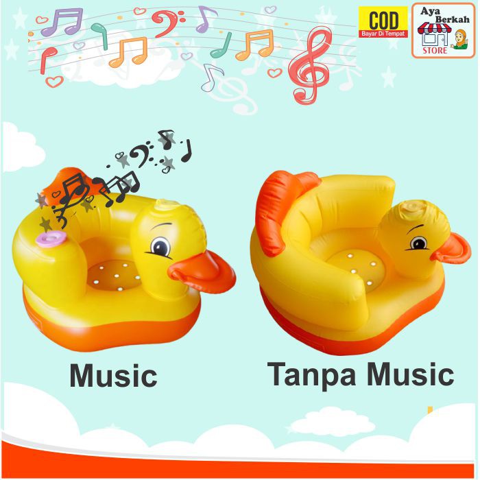 Sofa Kursi Makan Bayi belajar duduk balon Baby Chair Model Tiup Bebek Dengan Music Musik