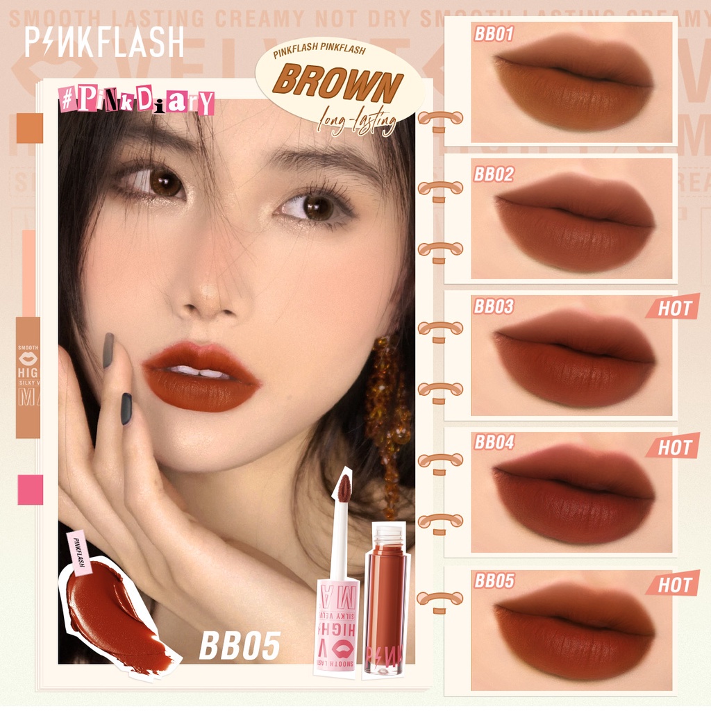 PINKFLASH Silky Velvet Lip Cream Lipcream Lipstick PinkDiary Pink Flash BPOM PF-L04 (KIM)