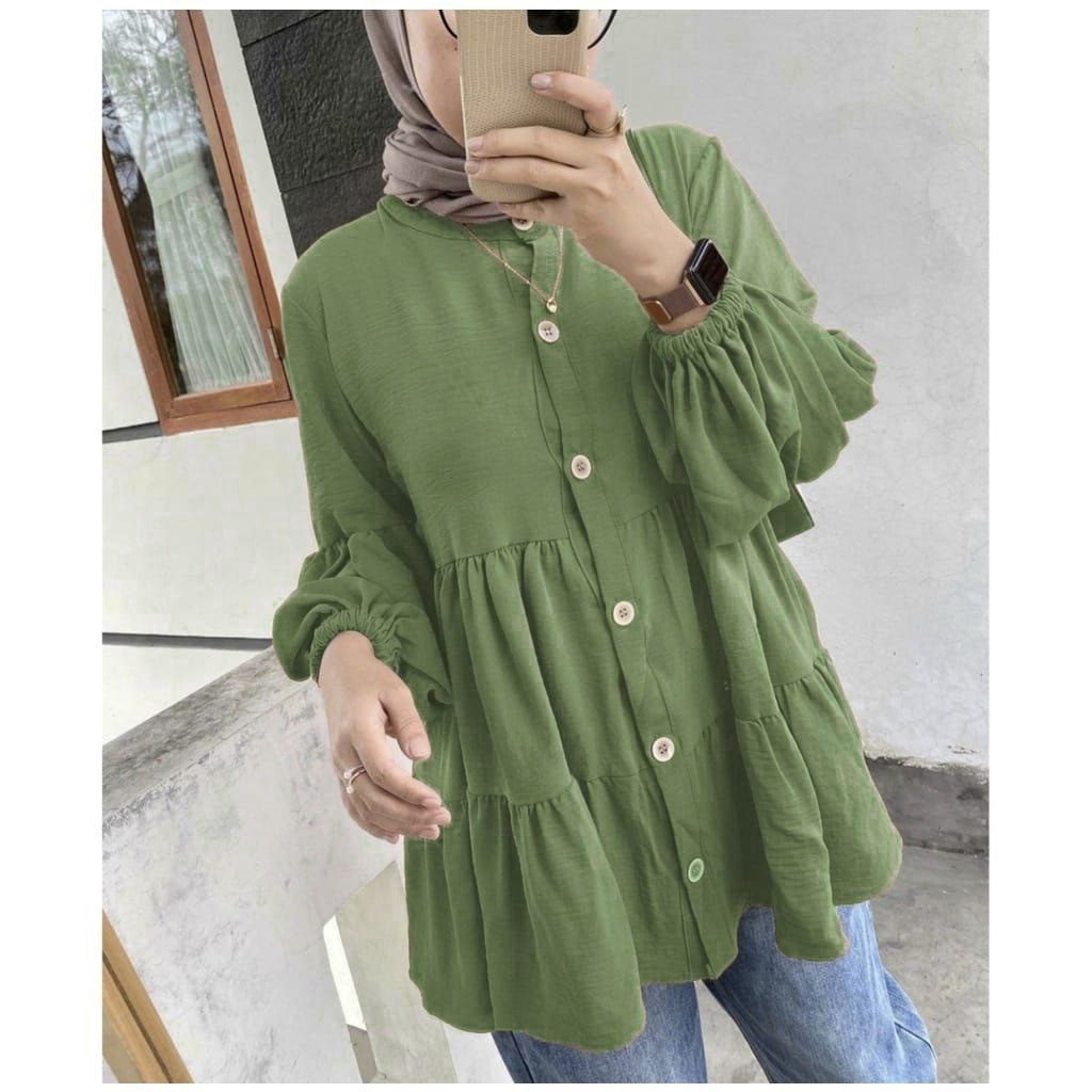 Kemeja Kringkle Airflow / Kemeja Wanita Casual / Dealova Blouse Crinkle Airflow / Kemeja  Blouse Crinkle Uragiri