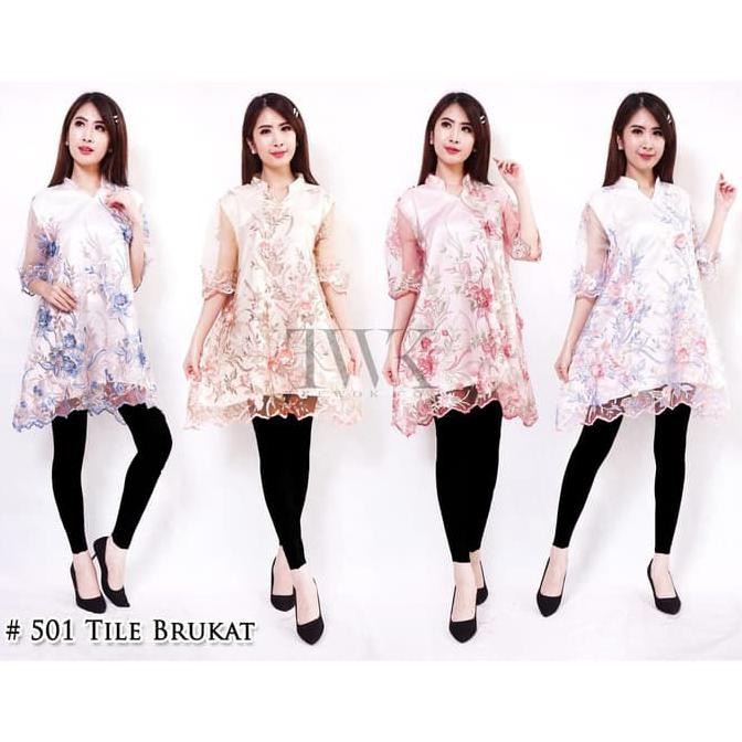 Diskon Baju Tunic Tile Brukat Atasan Wanita MURAH