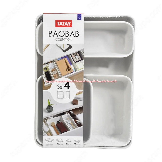 Tatay Baobab Set 4 Kotak Organizer Box White Gray Abu Kotak Perkakas