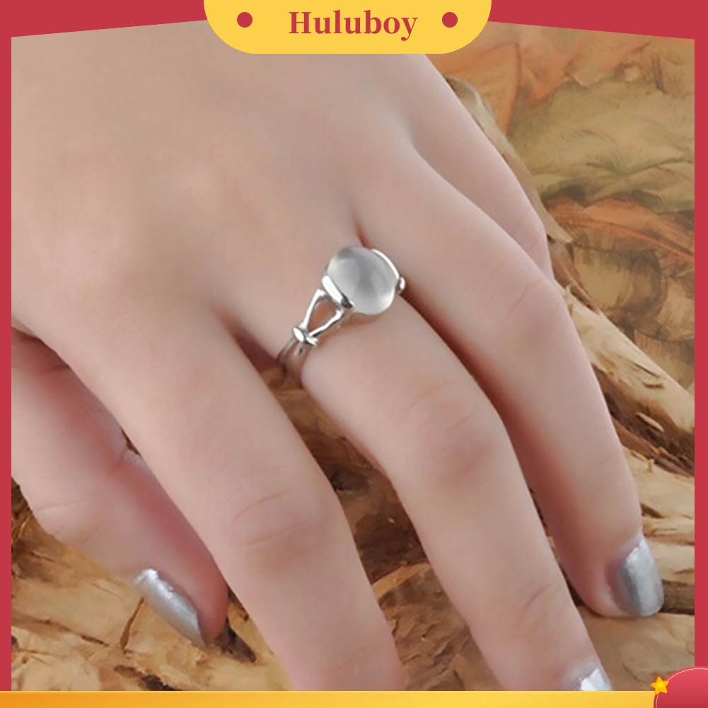 Hu Hu Hu Hu Hu Alat Bantu Pasang Kacamata♡ Cincin Wanita Hias Moonstone Gaya Vintage Untuk Pernikahan / Hadiah Valentine