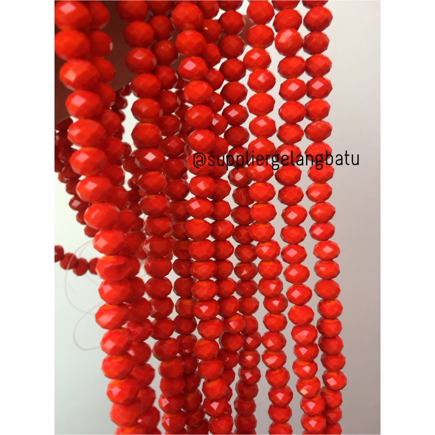 Crystal Ceko Doff 8mm Orange Oren Aksesori Beads Manik Donat Rondelle DIY Craft aksesoris kerajinan