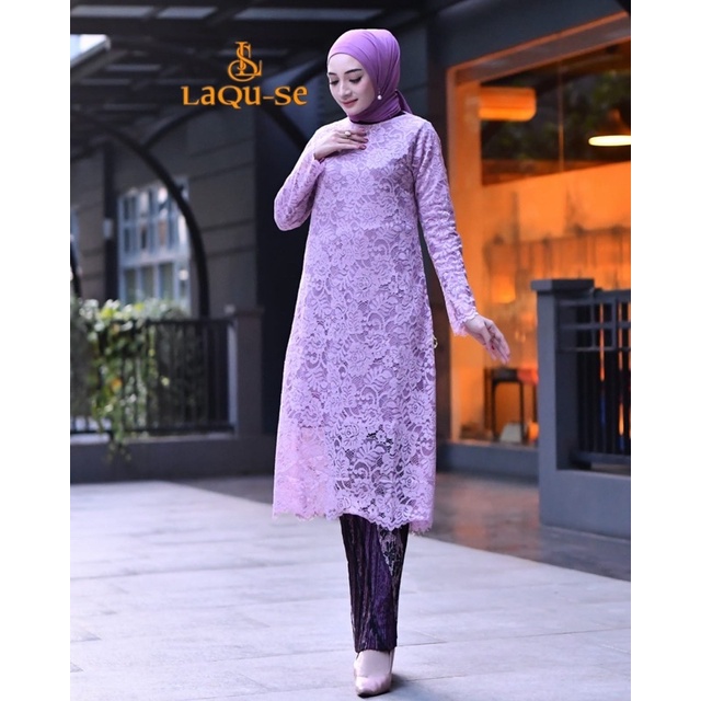 Set Kebaya Tunik Brukat Modern Simple Terbaru Dress Kondangan Wanita New Collection By Laquse_kebaya2