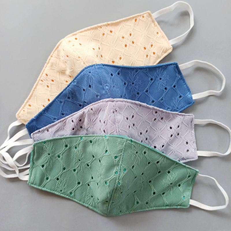 MASKER KAIN KATUN EYELET LACE PREMIUM