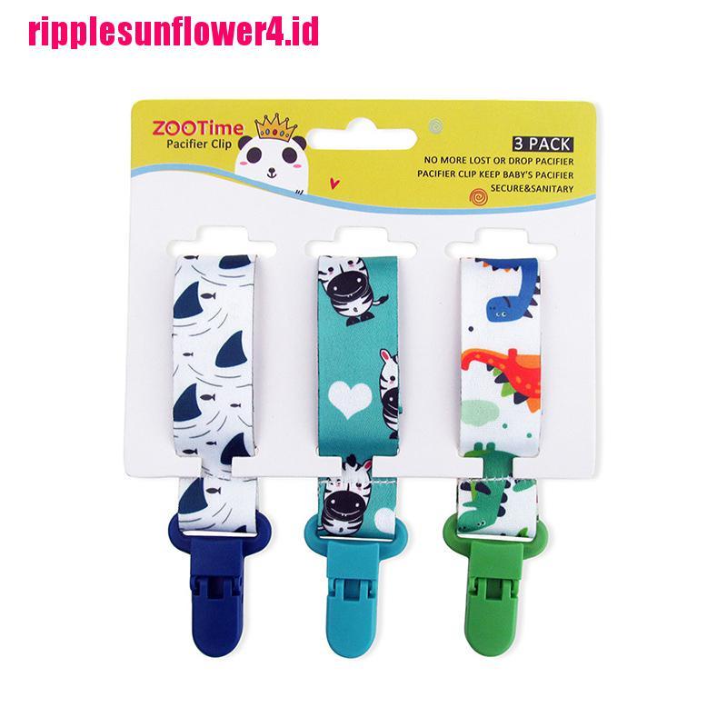 3pcs / Set Klip Penyangga Pacifier Dengan Bahan Plastik Dan Gambar Kartun