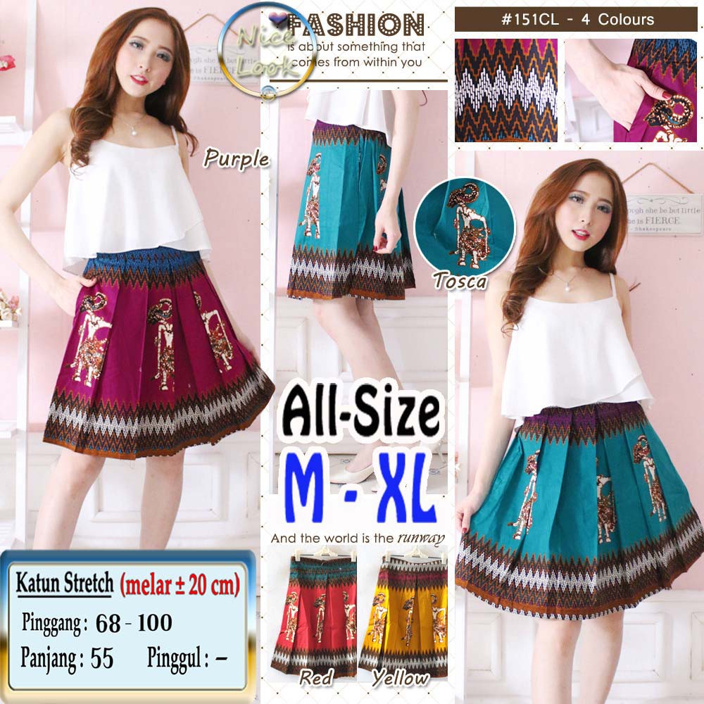 151CL ROK FLARE BATIK MODERN KLOK PENDEK PAYUNG STANDARD SIZE FIT to XL KATUN STRETCH NICE LOOK