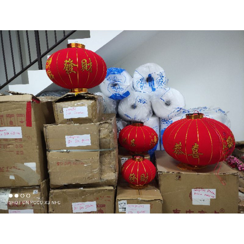 

lampion imlek bahan bludru 37 cm diameter tanpa lampu satuan
