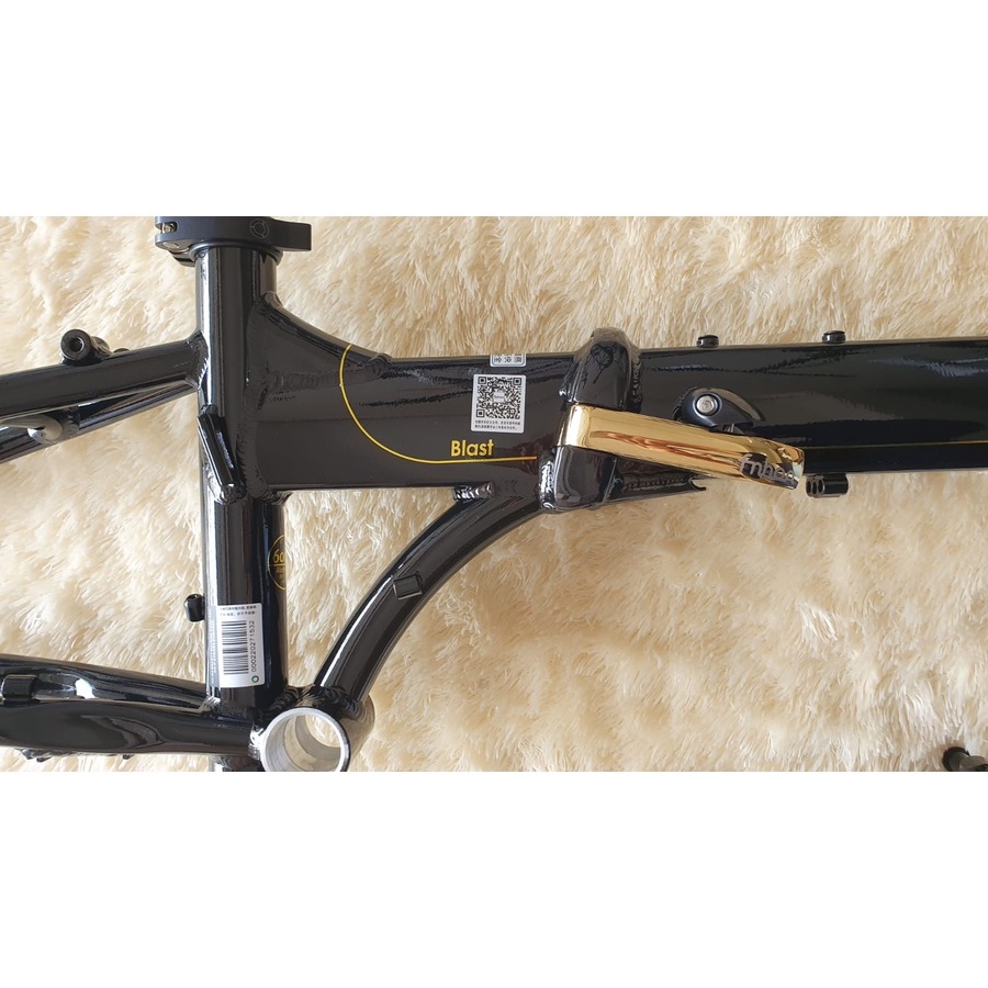 Frame Fork plus Handlepost Fnhon Blast V Brake 20 22 inch Warna Black Gold Alloy Black Gold Not Discbrake