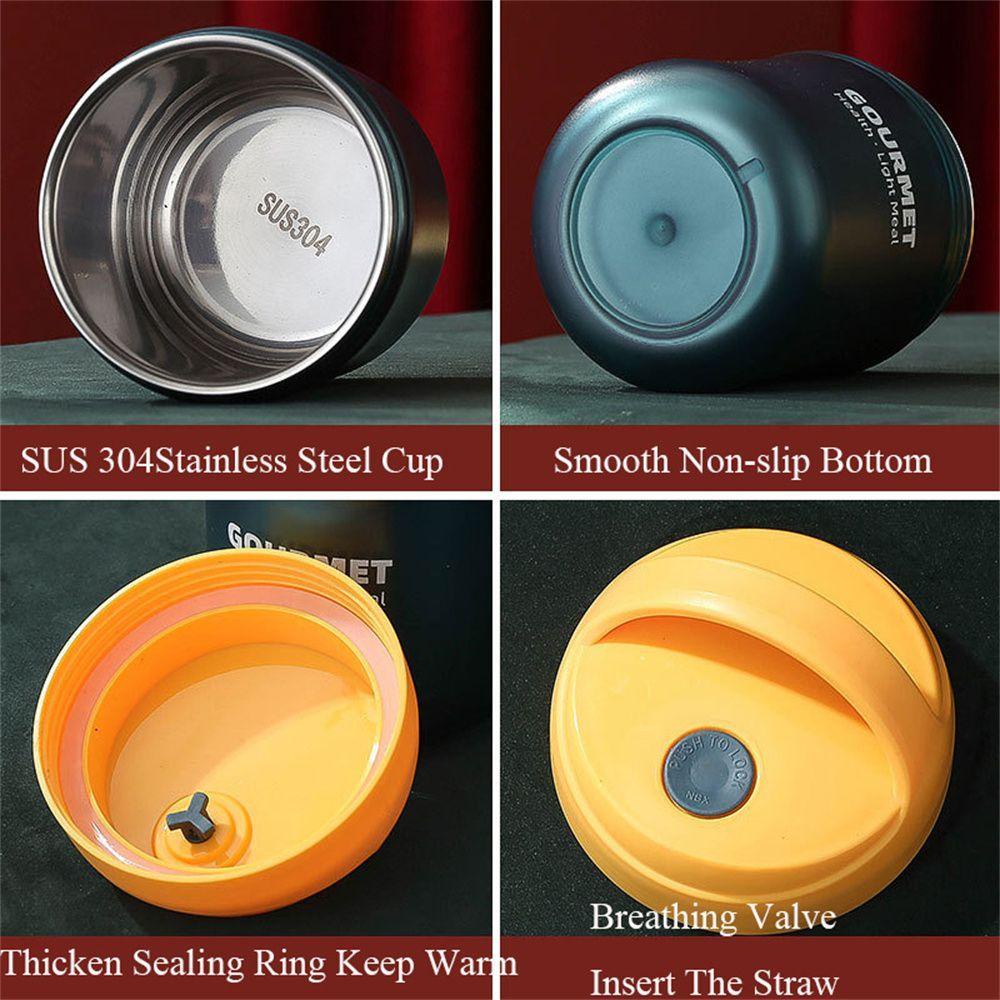 Solighter Vacuum Insulated Soup Jar Work with Handle Soup Alat Panas Sarapan Penyimpanan Cangkir
