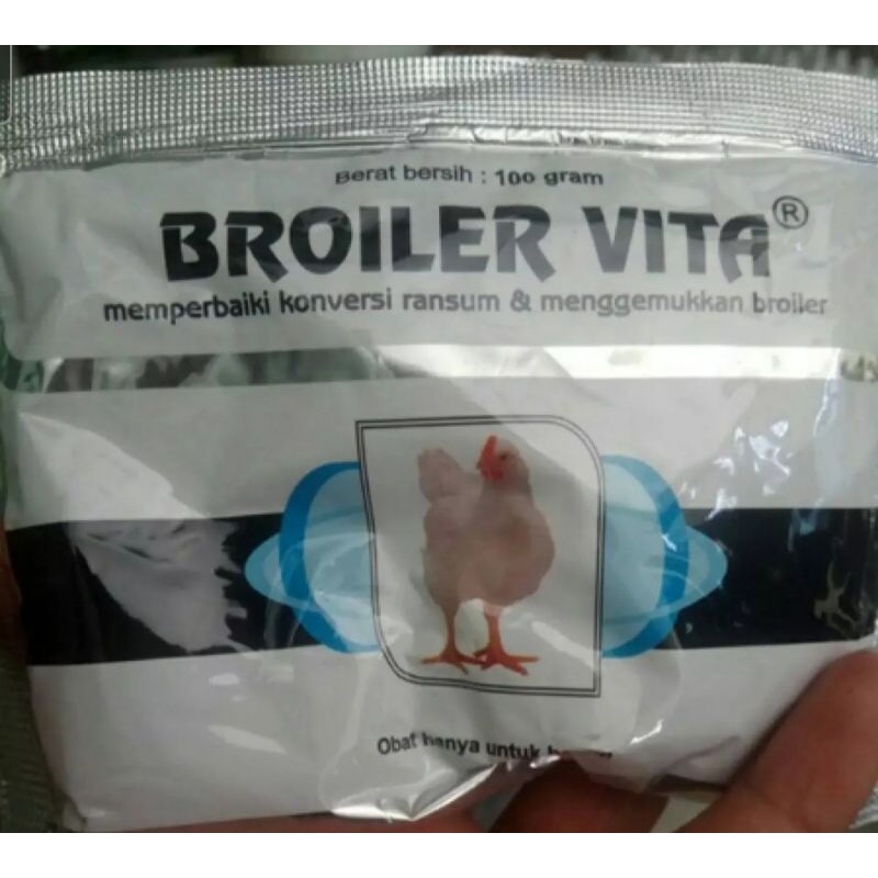 BROILER VITA 100GRAM OBAT VITAMIN MACU AYAM BURUNG NAFSU MAKAN CEPAT BESAR KONVERSI MUTU MAKANAN LEBIH TERJAMIN ASLI ORI MEDION