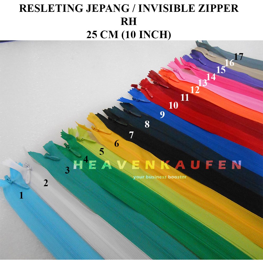 Resleting Jepang / Invisible Zipper Merk RH 25 cm atau 10 inch Murah