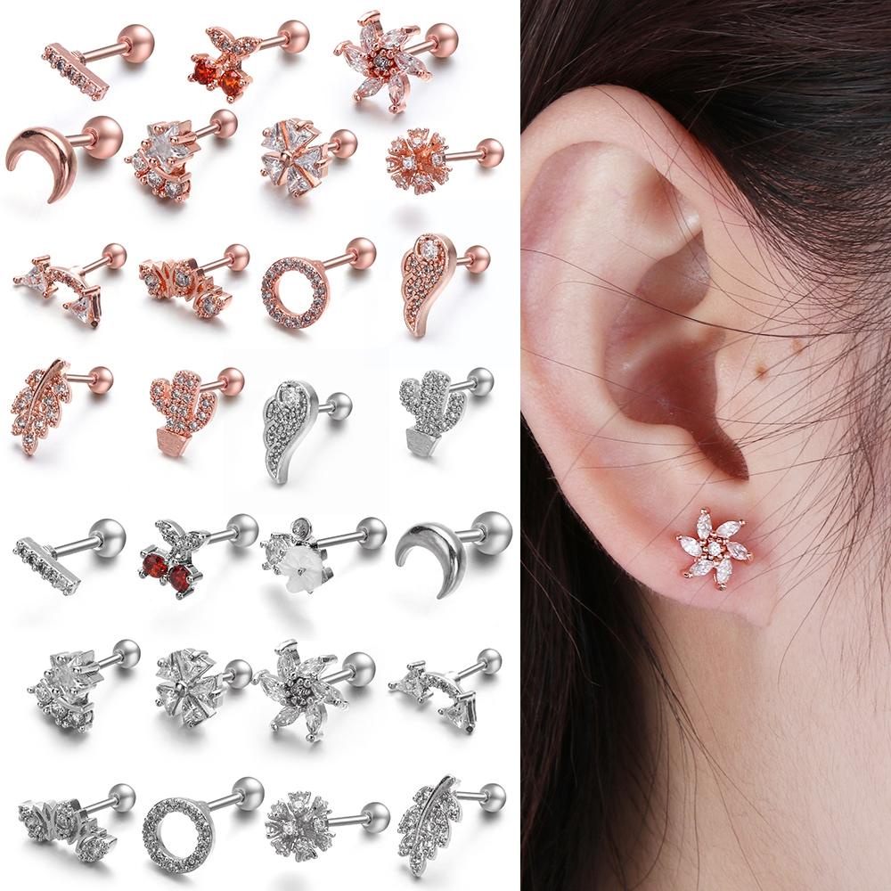 Nanas Tindik Tulang Rawan Tragus Baja Aksesoris Telinga Stud Helix Anting Tulang Telinga