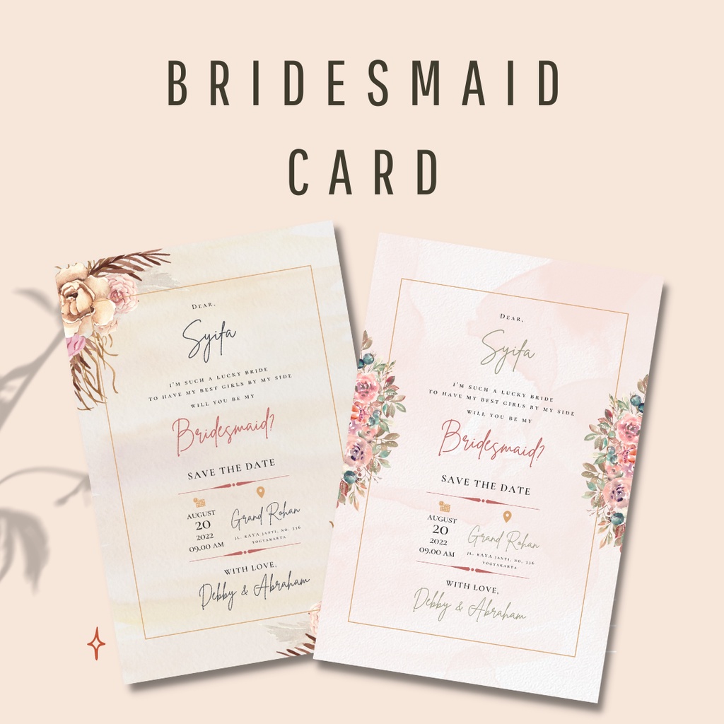 (15x10cm) Kartu Ucapan Bridesmaid - Bridesmaid Card Custom - Kartu Ucapan Bridesmaid - Groomsmen Car