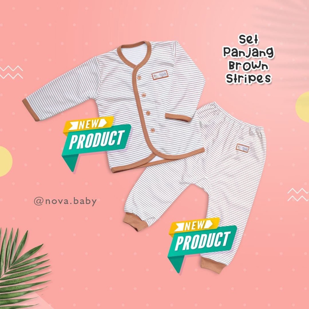 Nova Setelan Baju Panjang dan Celana Panjang SNI size S M L Seri Abu Coklat