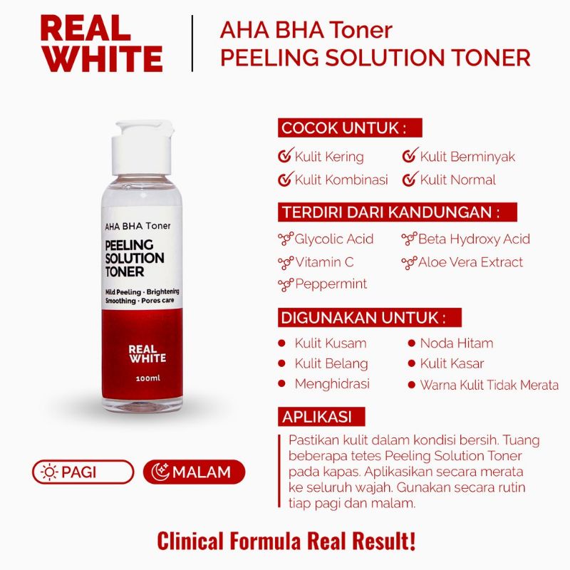 Real White 100% Original Niacinamide Brightening Face serum, Alpha Arbutin Serum Aha bha peeling toner dan serum, night cream collagen vit c day cream intensive repair eye cream toner face wash body realwhite retinol ceramide drying mini underarm