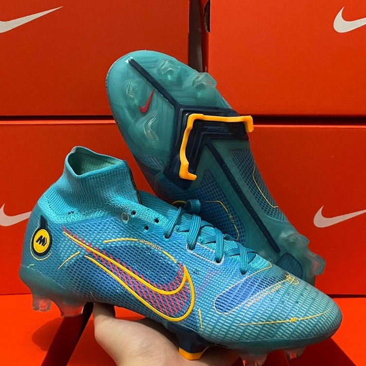 Sepatu Bola Mercurial Superfly 8 (VIII) Elite FG Chlorine Blue, Black Gold Replika Premium Impor