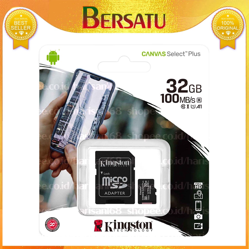 Kingston Micro SD / Kartu Memori Canvas Select Plus 32gb 64gb 128gb Original Kingstone ada Adapter SD Card