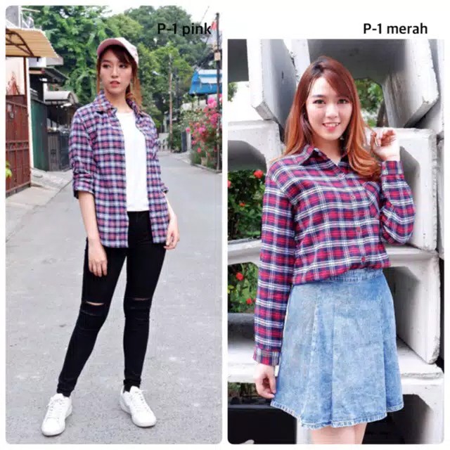 Chamele Kemeja Wanita Model Flanel basic &amp; oversize 2120 / 2209