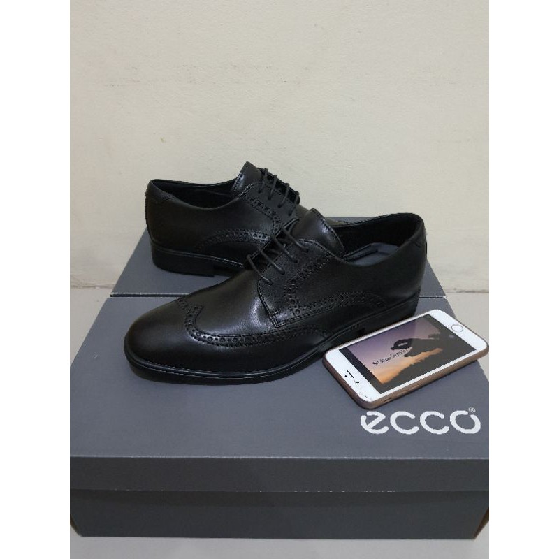Sepatu Pantofel Ecco Melbourne Wingtip Black Noir Original New