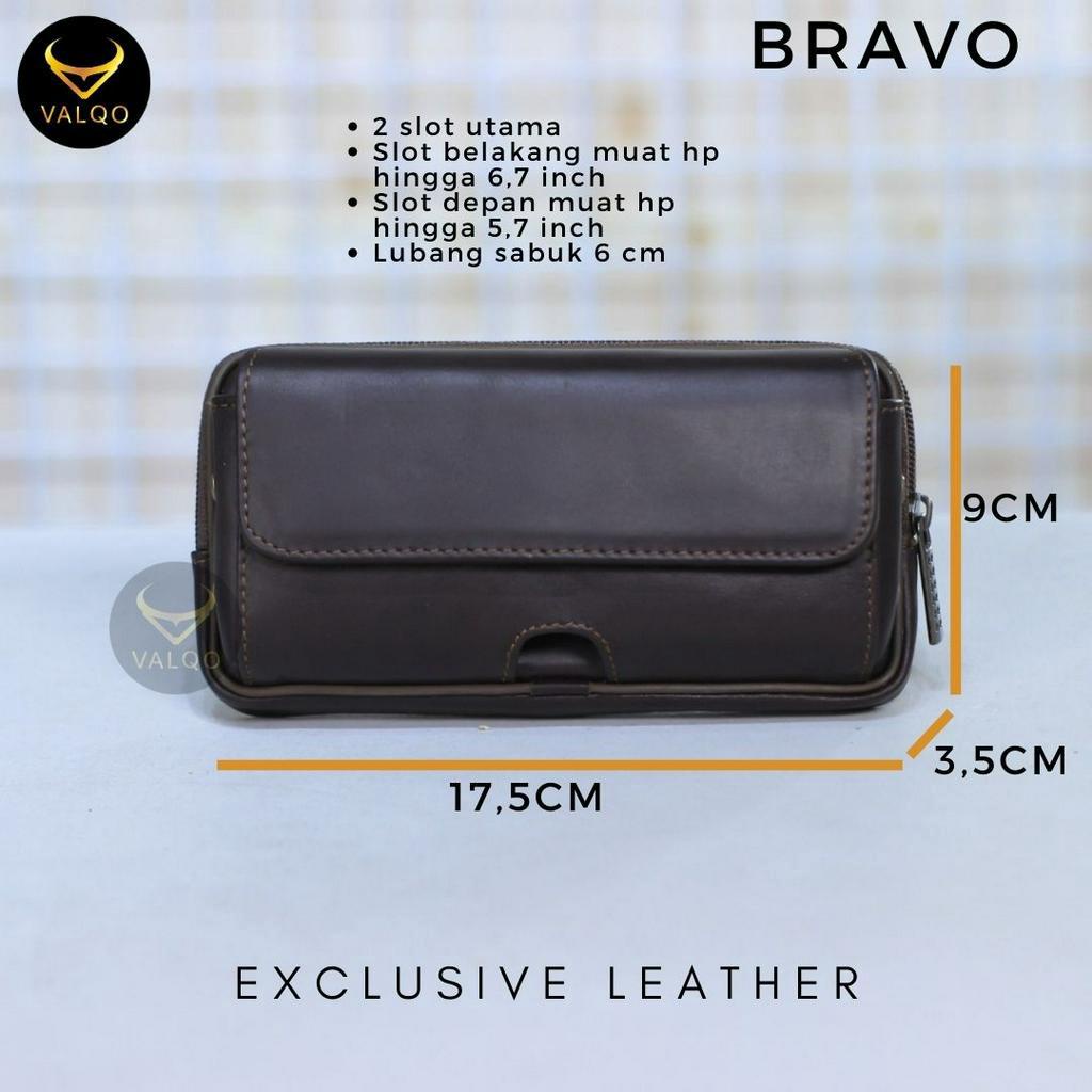 [VALQO] BRAVO Sarung HP Kulit Sapi Asli 2 Slot Muat HP Hingga 6,7 inch Tempat HP Dompet HP