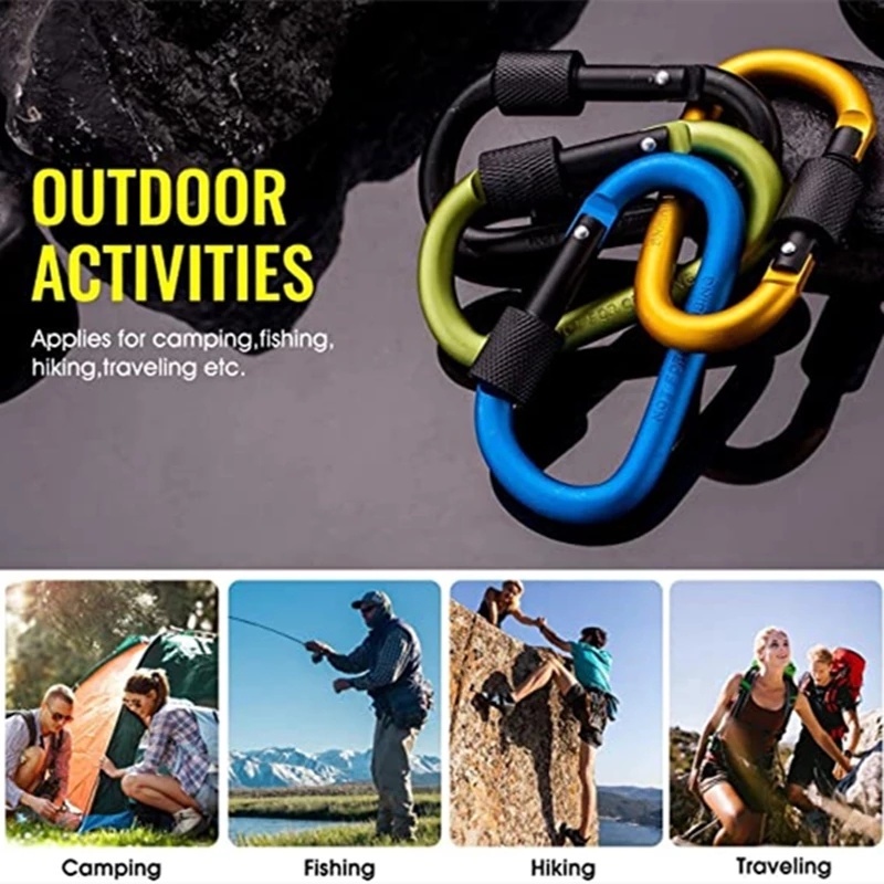 Carabiner Bentuk D Bahan Aluminum Alloy Untuk Camping / Climbing