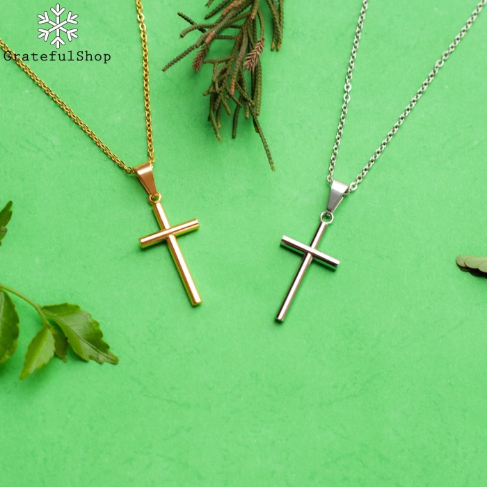 Kalung SALIB PIPE SILVER/GOLD Stainless Steel - Kuning