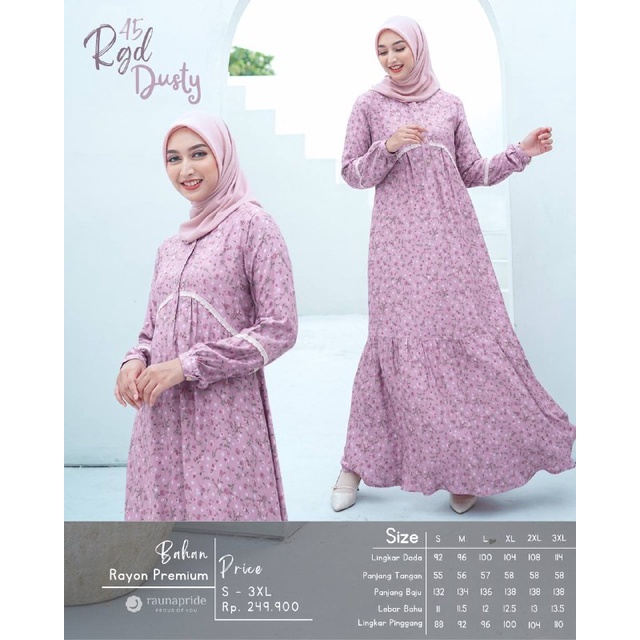 Baju  Gamis Wanita Muslimah Katun Rayon / Rauna GD-45 / Fashion Muslim