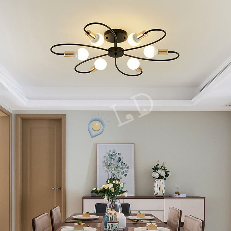 [COD] Lampu Plafon 3/6/8 Led E27 Industrial Bahan Besi Untuk Plafon Ruang Tamu Modern minimalist Ceiling lamp (Bohlam Tidak Termasuk)